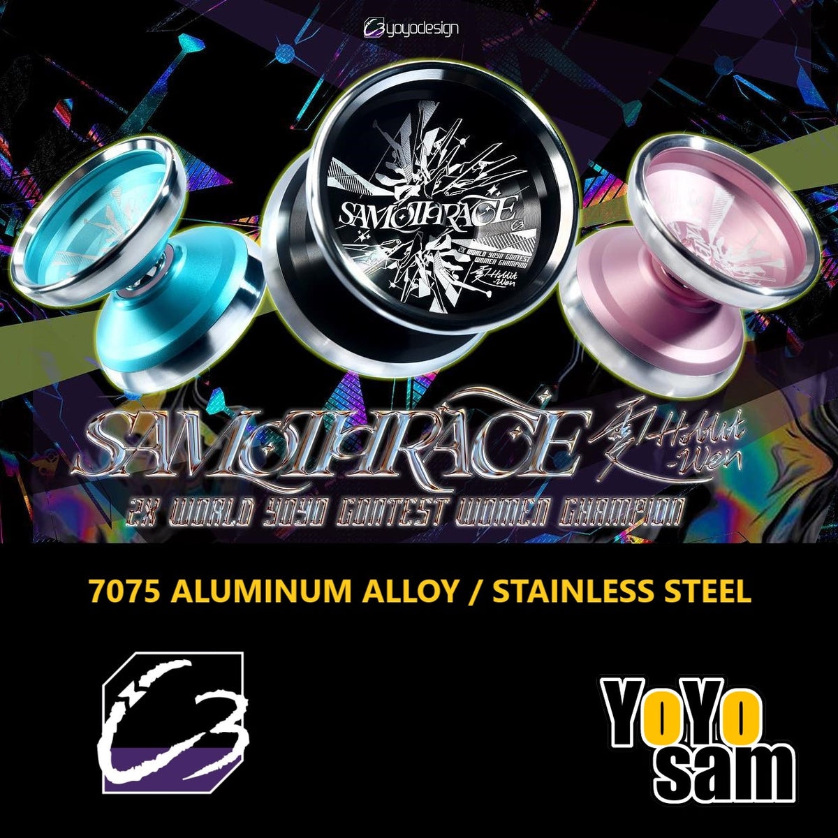 C3yoyodesign Samothrace Yo-Yo - 7075 Aluminum Bi-Metal - Hobbit Xiao Wen Wang Signature YoYo β view 2