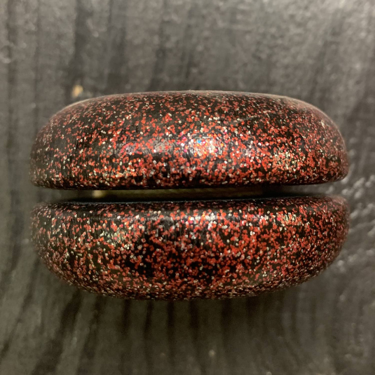 Vintage Fli-Back Wooden Championship Yo-Yo -Red Glitter 70s — view 3