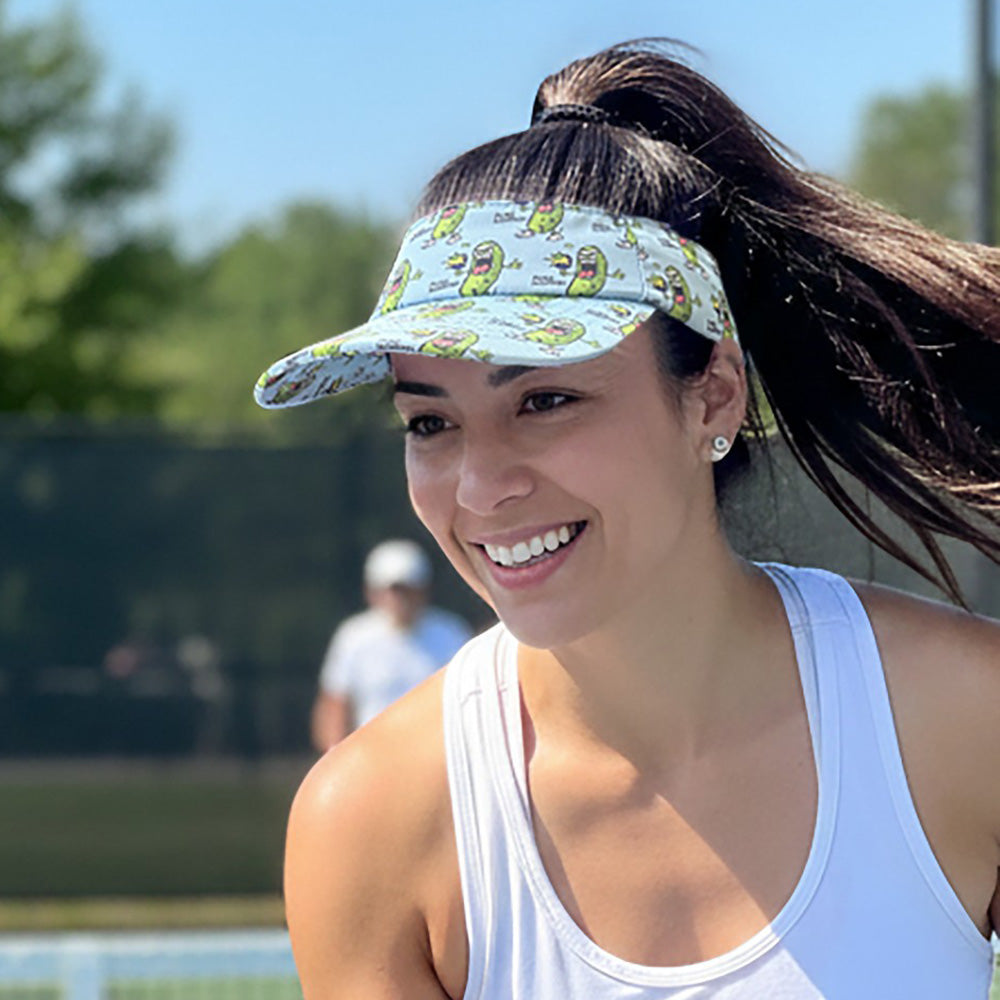 Pickle Monsters Adjustable Pickleball Visor - Adjustable One Size Fits All Sun Visor - Featuring the Dreaded Pickle Monster