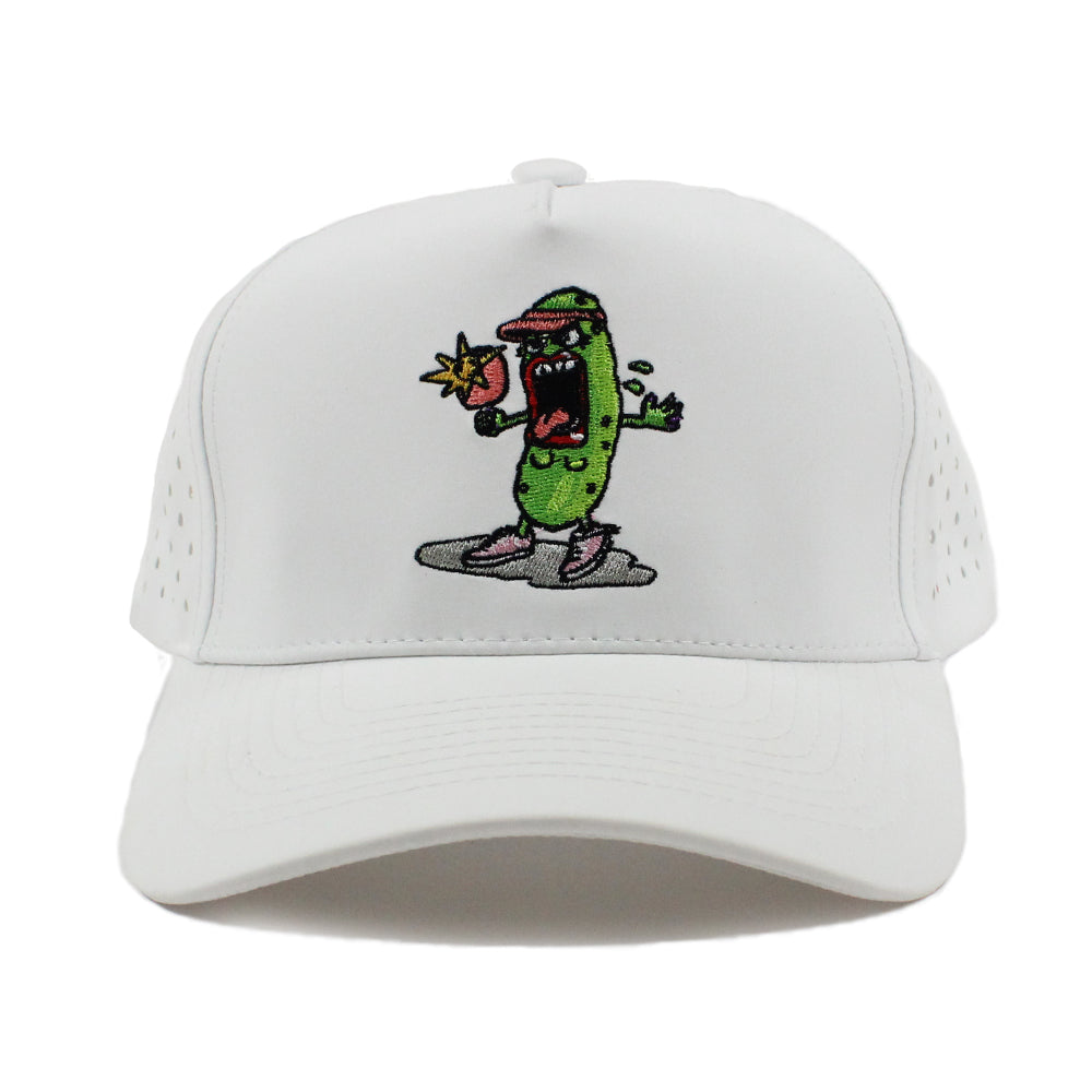 Pickle Monsters Hat - 5 Panel Laser Perforated Cap - Adjustable with Embroidered Pickle Monster Design — view 8