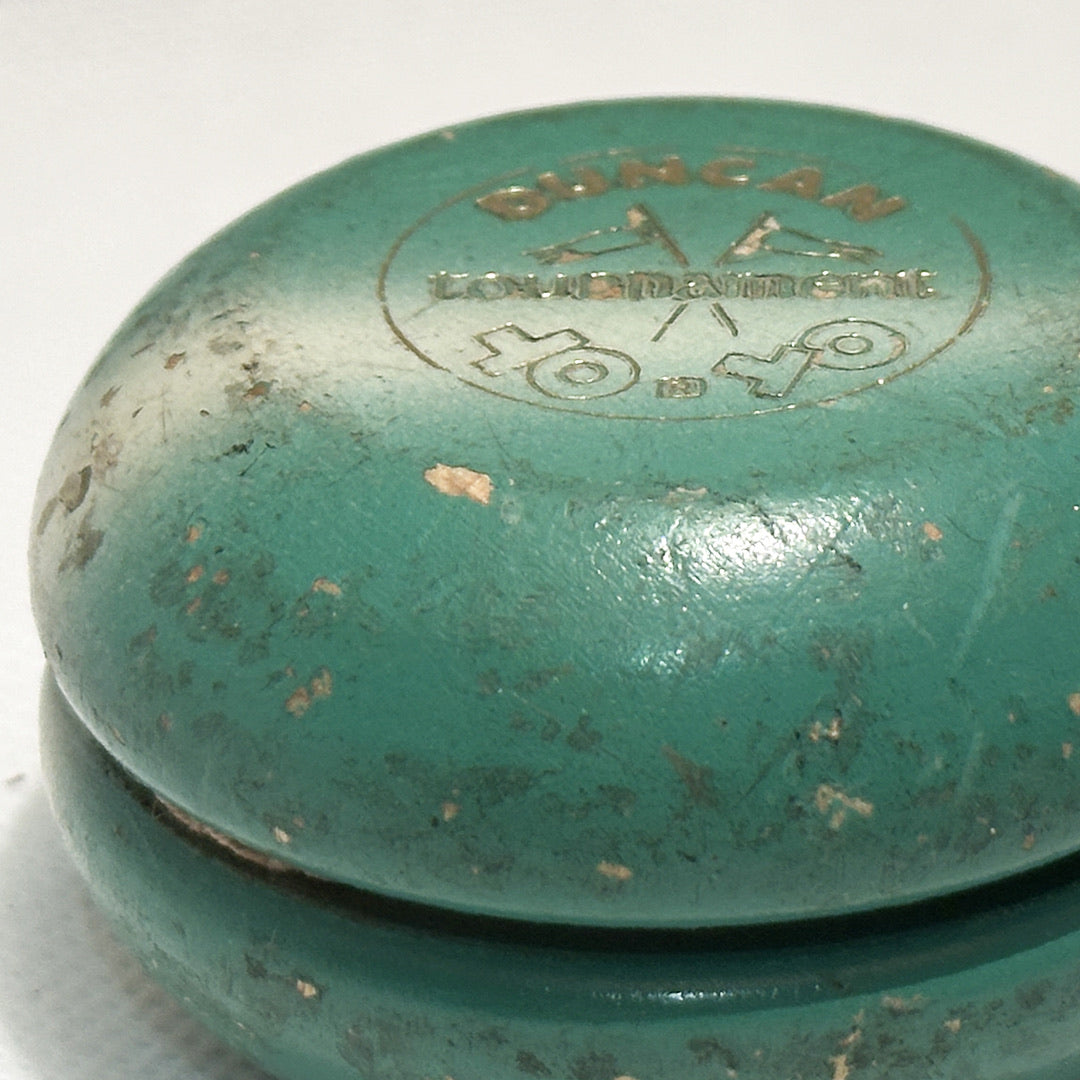Vintage Duncan Tournament "crossed flags" Yo-Yo - Not a replica - Light Blue Fair Condition — view 2