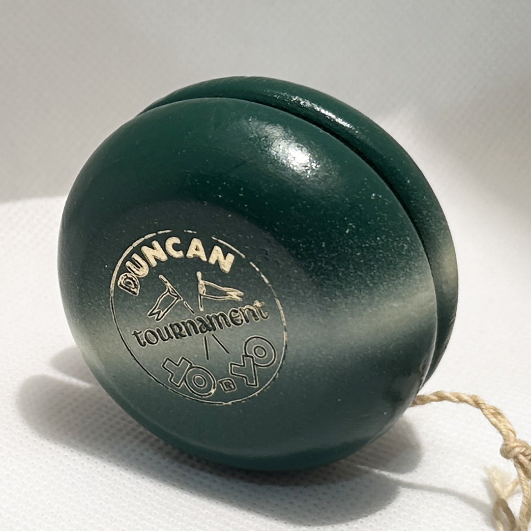 Vintage Duncan Tournament "crossed flags" Yo-Yo - Not a replica - Dark Green- Excellent Condition
