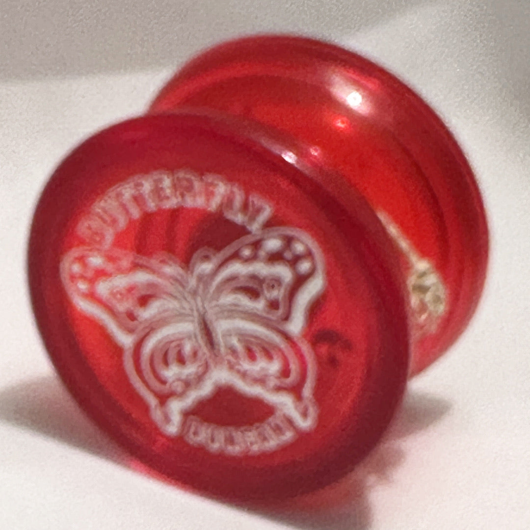 Vintage Duncan Butterfly Yo-Yo - Early 90s Translucent Red Very Good Condition — view 4