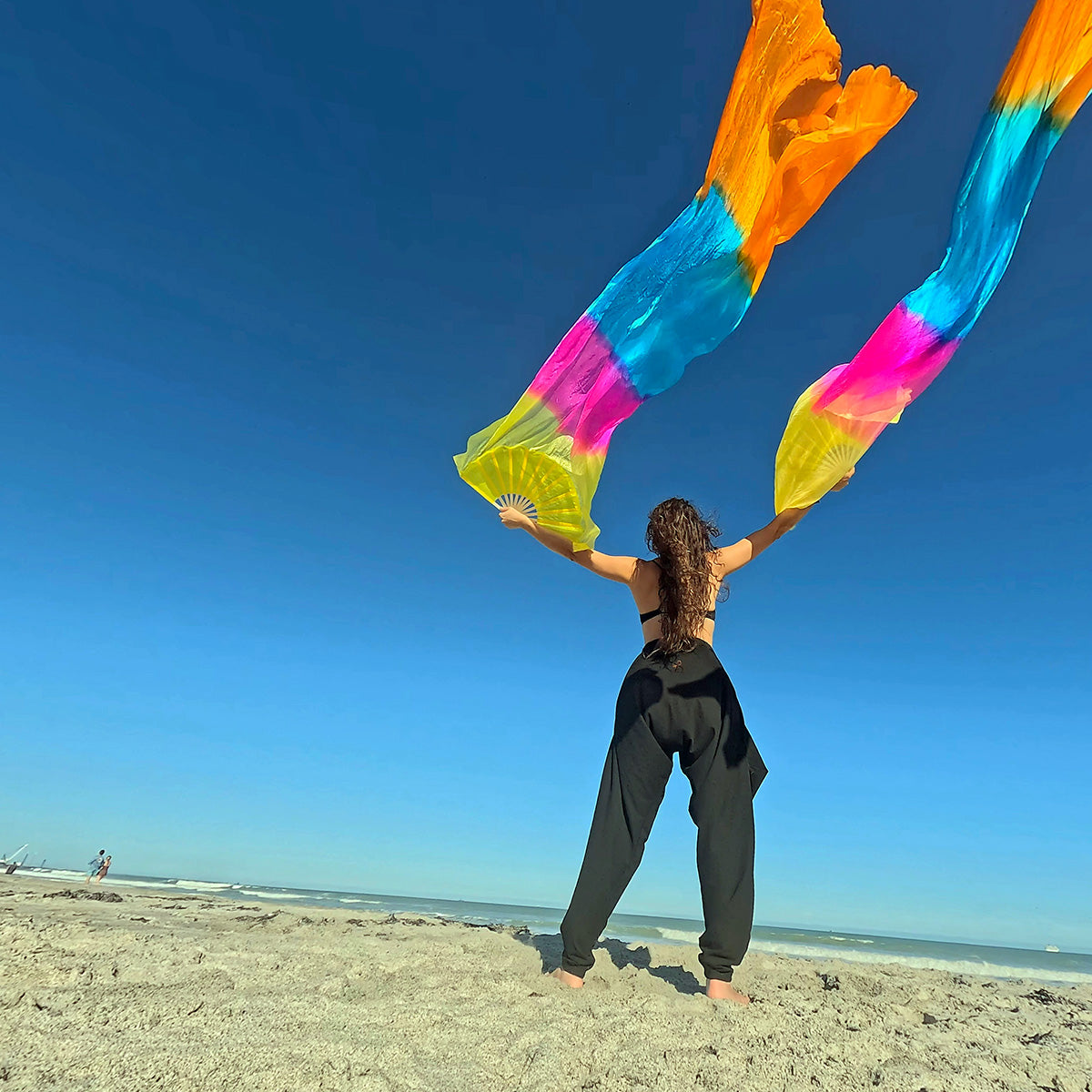 Mougee Silk Fan - For Dance, Festivals, or Just for Fun (Sold Individually) — view 2