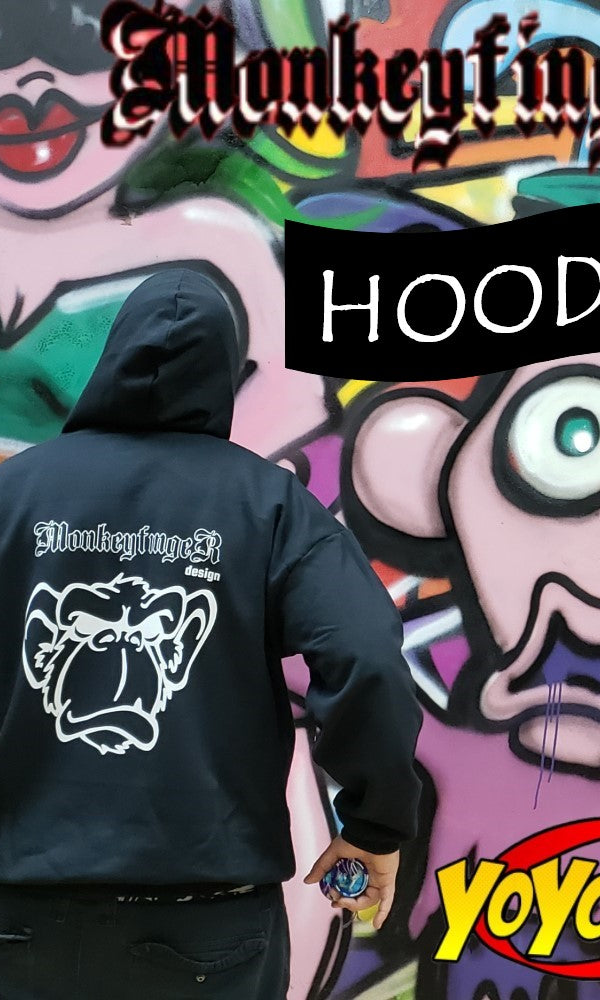 MonkeyfingeR Yo-Yo Design Black Hoodie - Zipper Official Cranky Logo Sweatshirt Jacket Hoody - YoYoSam