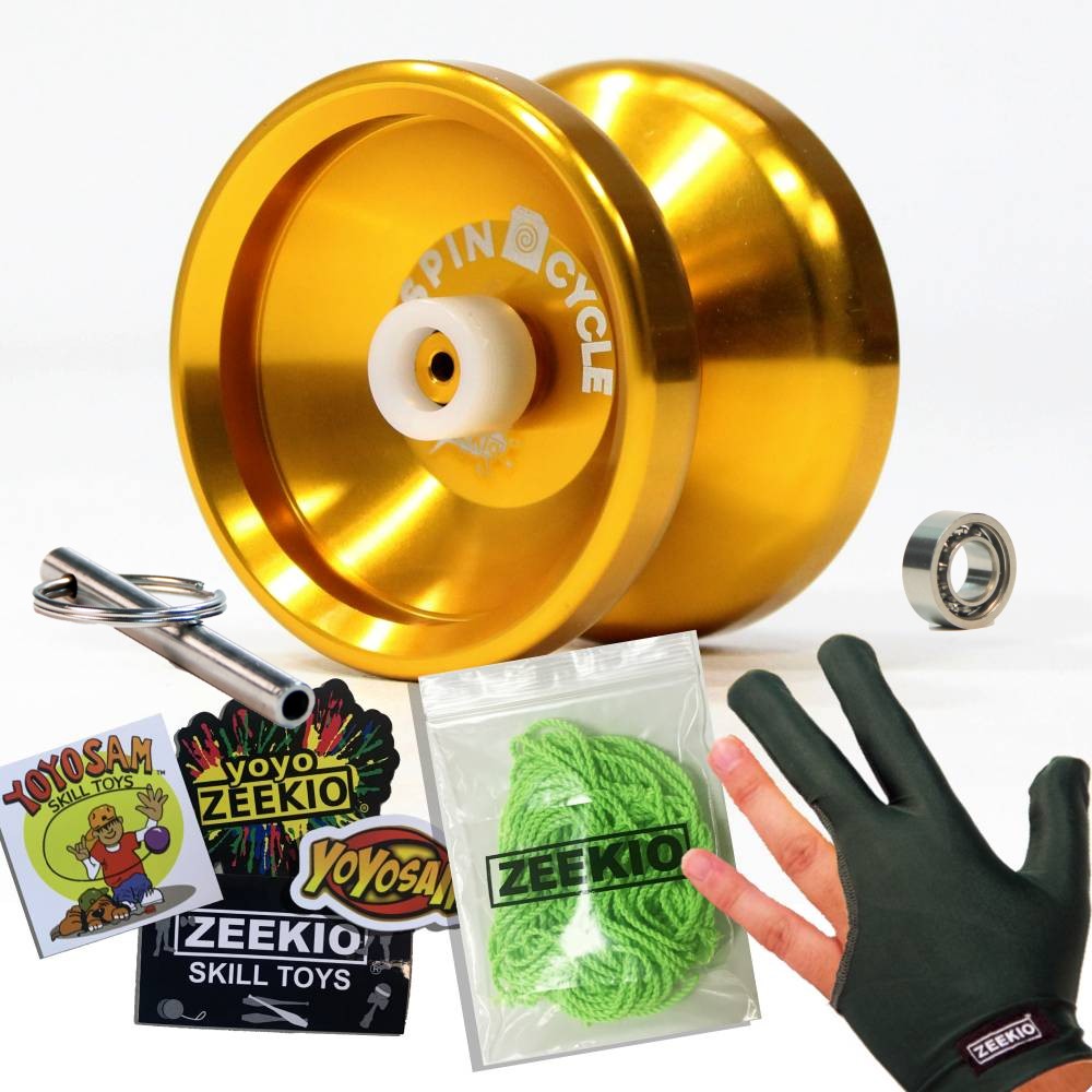 Zeekio Spin Cycle Yo-Yo - Beginner Responsive Beginner Aluminum YoYo - Extra Bearing, Tool, Strings, Glove, Stickers — view