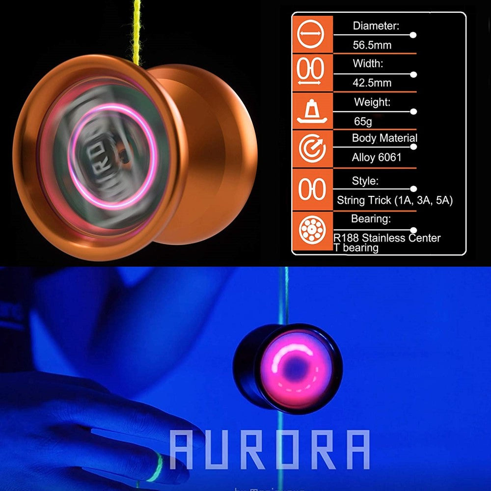 MAGICYOYO Aurora LED Yo-Yo - Multi Colored Lights - 6061 Aluminum YoYo - YoYoSam