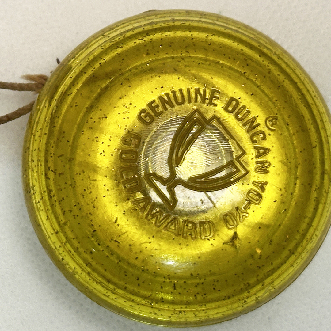 Vintage Duncan Gold Cup Yo-Yo - Glitter "Loving Cup" -Yellow- Good/Fair Condition