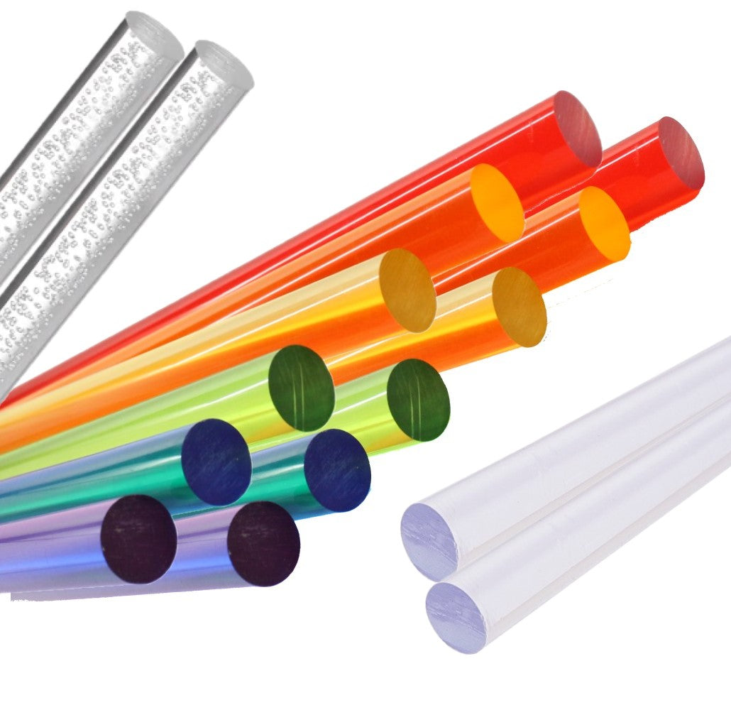 Acrylic Lucite Rod Dowel 3/8"(9.525mm) x 11.8125" (300mm) - Lot of Two Rods