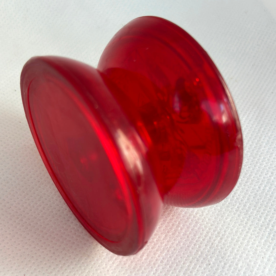 Vintage Duncan Butterfly Yo-Yo - Late 90s Transluscent Red with white imprint Very Good Condition — view 3