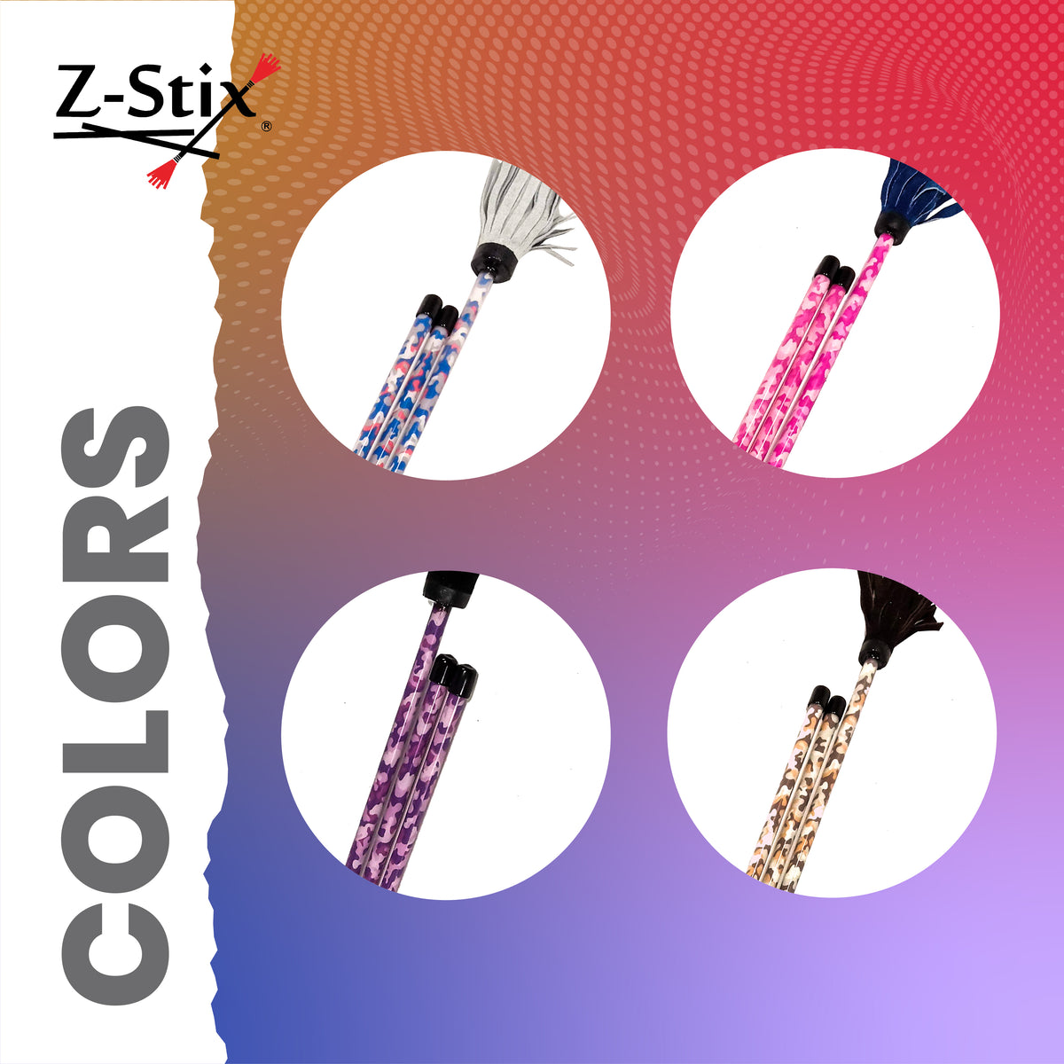 Z-Stix Professional Juggling Flower Sticks-Devil Sticks and 2 Hand Sticks, High Quality, Beginner Friendly - Camouflage