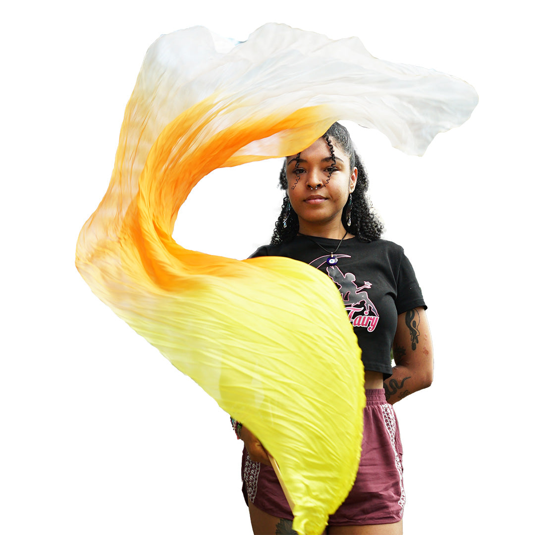 Mougee Silk Fans - for Flow Dance or Festivals - Bamboo Handle in Vibrant colors — view 8