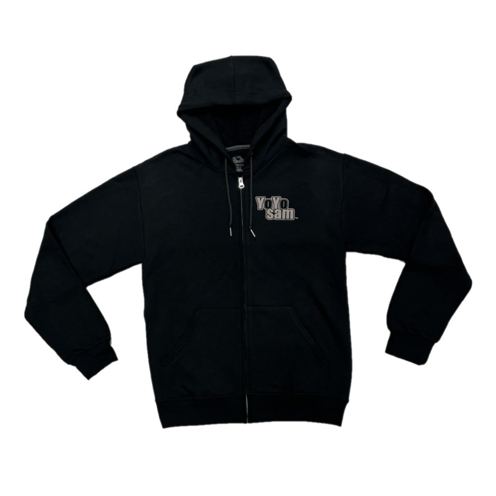 YoYoSam Black Hoodie- Zipper Logo Sweatshirt Jacket Hoody — view 5