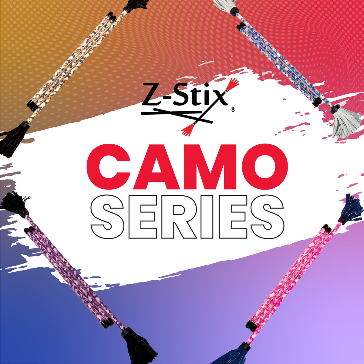 Z-Stix Professional Juggling Flower Sticks-Devil Sticks and 2 Hand Sticks, High Quality, Beginner Friendly - Camouflage