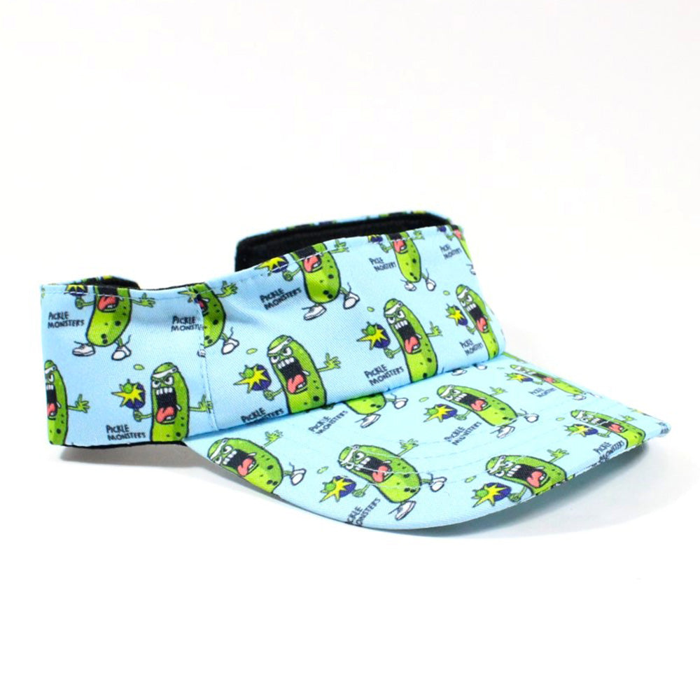 Pickle Monsters Adjustable Pickleball Visor - Adjustable One Size Fits All Sun Visor - Featuring the Dreaded Pickle Monster