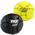 Zeekio Rage Black and Fury Yellow leather footbag 2-pack