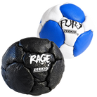 Zeekio Rage Black and Fury Blue and White leather footbag 2-pack