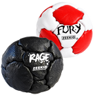 Zeekio Rage Black and Fury Red and White leather footbag 2-pack