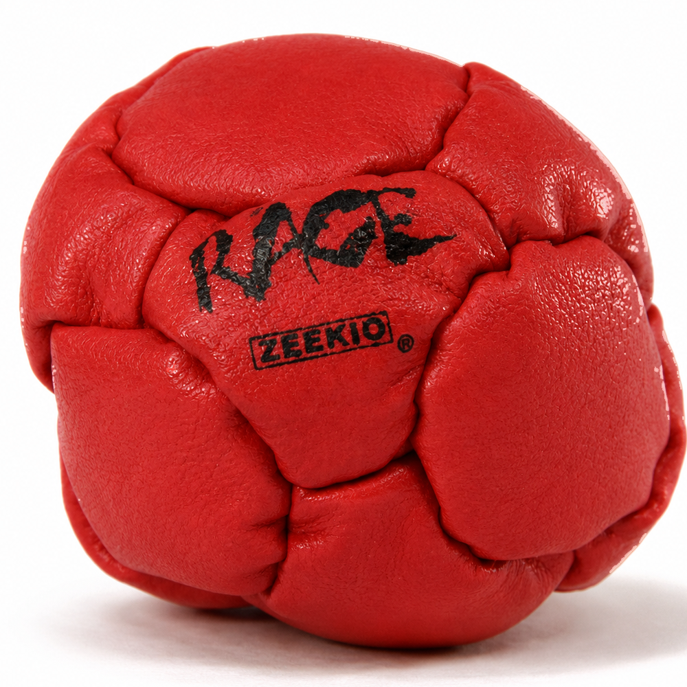 Zeekio Rage Red genuine leather pellet-filled footbag