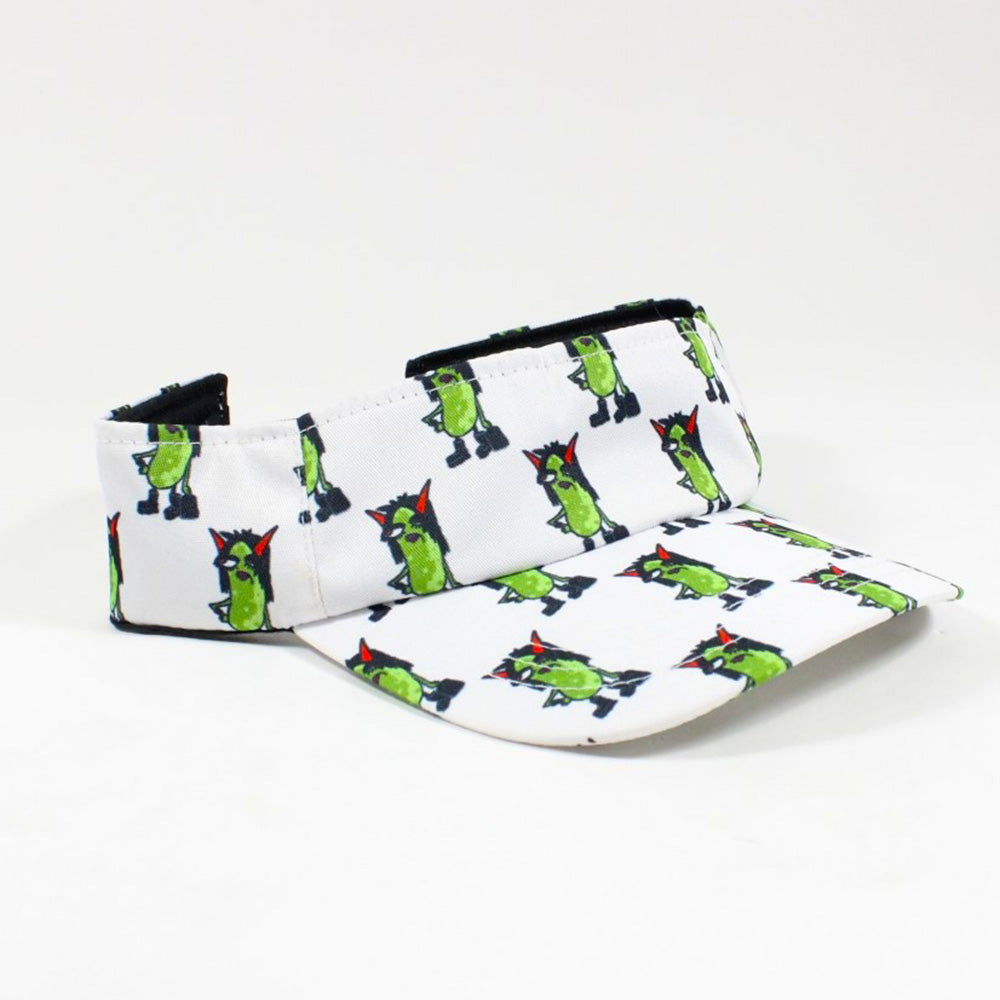 Pickle Monsters Adjustable Pickleball Visor - Adjustable One Size Fits All Sun Visor - Featuring the Dreaded Pickle Monster