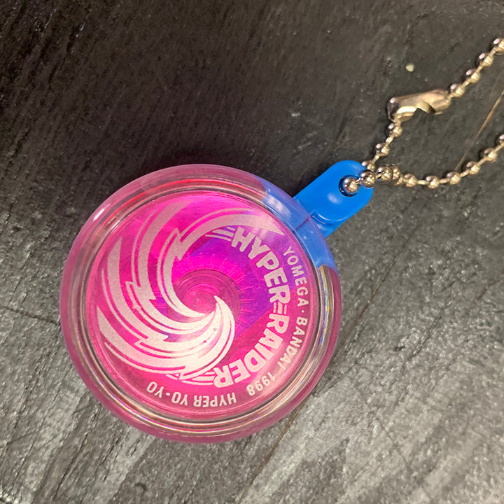 Vintage Yomega Plastic Raider keychain - Pink/Clear Excellent Cond.