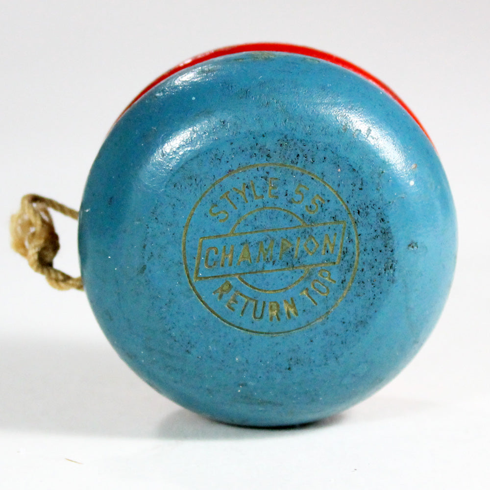 Vintage Fli-Back Yo-Yo Champion Style 55 Return Top Undersized Blue and Red YoYo