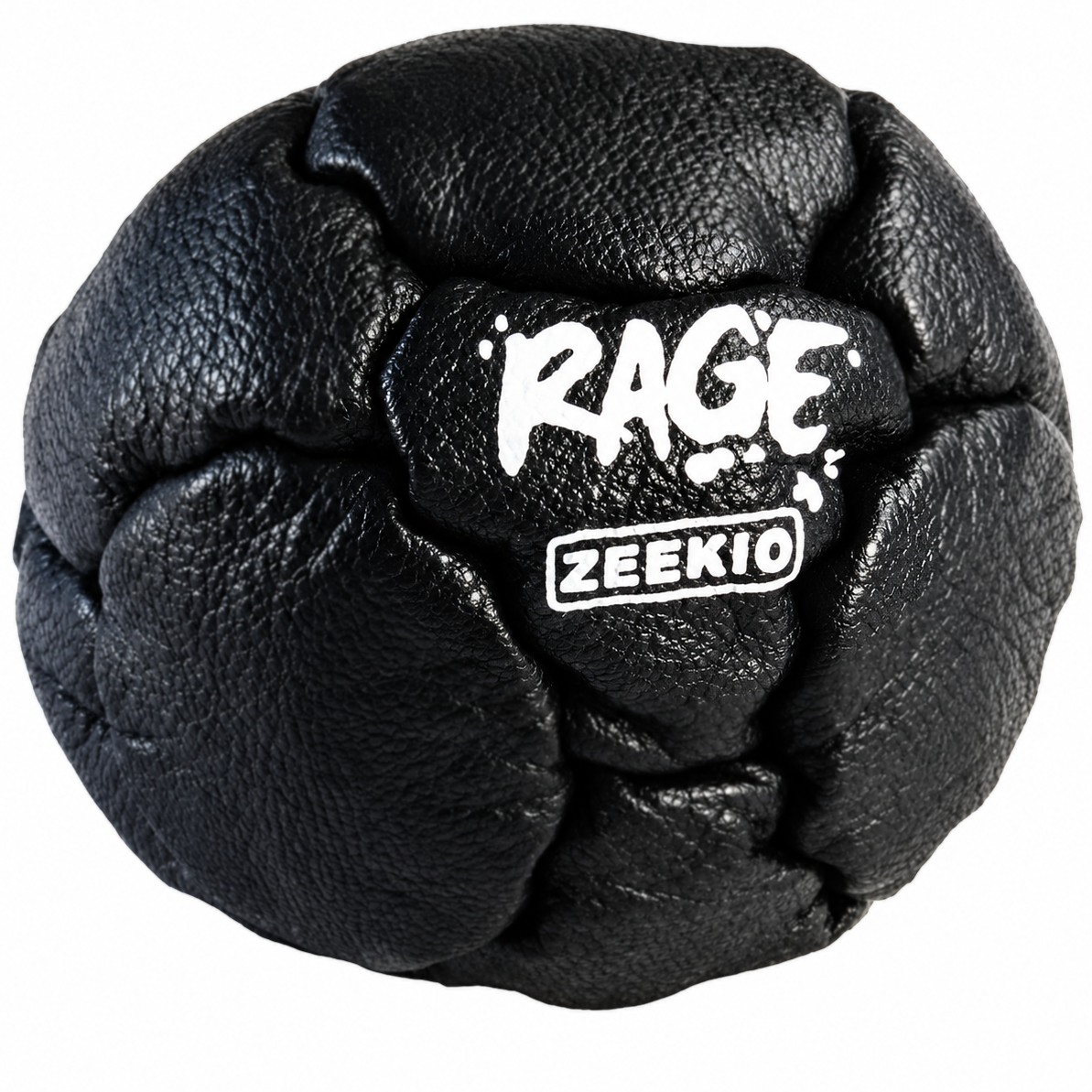 Zeekio Rage Black genuine leather pellet-filled footbag